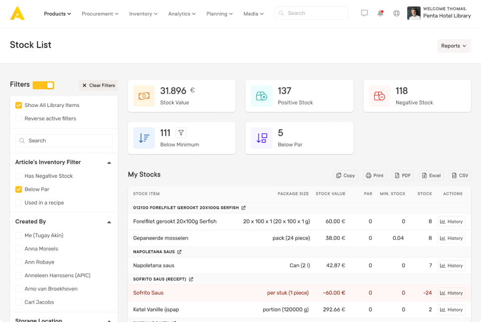 How to protect your food margins - Stock List Interface Example 